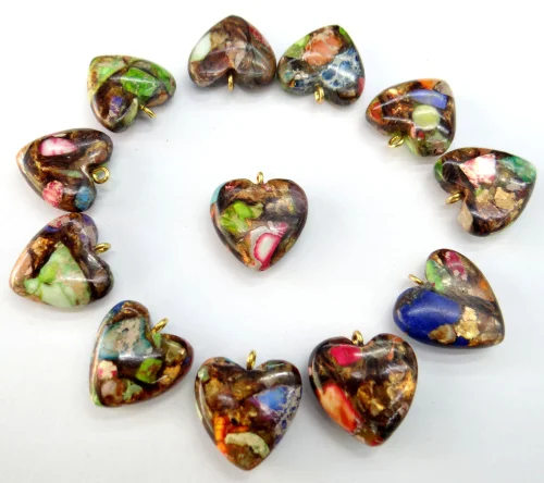 Dabīgā akmens sirds Kvarca Kristāls Turquoises tiger eye lapis Opal kuloni par diy Rotaslietu izgatavošana Kaklarotas Accessories10PCS