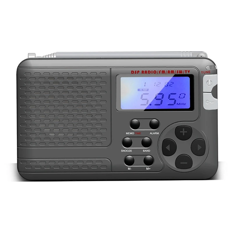 Daudzfunkcionālā Radio ar Antenu Portatīvie LCD Ekrāns, FM/AM/SW/TV Full-Joslu Radio, 50/60HZ) 3XAAA Baterijas Radio Uzglabāšana