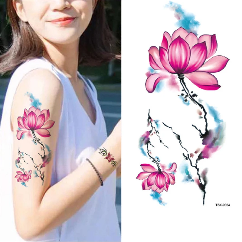 1Pc Skaistumu Ūdensizturīgs Viltus Pagaidu Tetovējumu Uzlīmes, 15 Stilu Ziedu Rožu Flash Sarkanā, Rozā Body Art Roku Viltus Piedurknēm Sieviešu Tetovējumi