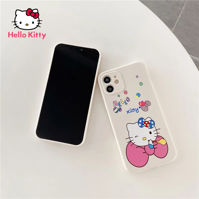 Hello Kitty IPhone 7/8P/X/XR/XS/XSMAX/11/12Pro/12mini Vienkārša Meitene Karikatūra Mīksta Silikona Apvalks