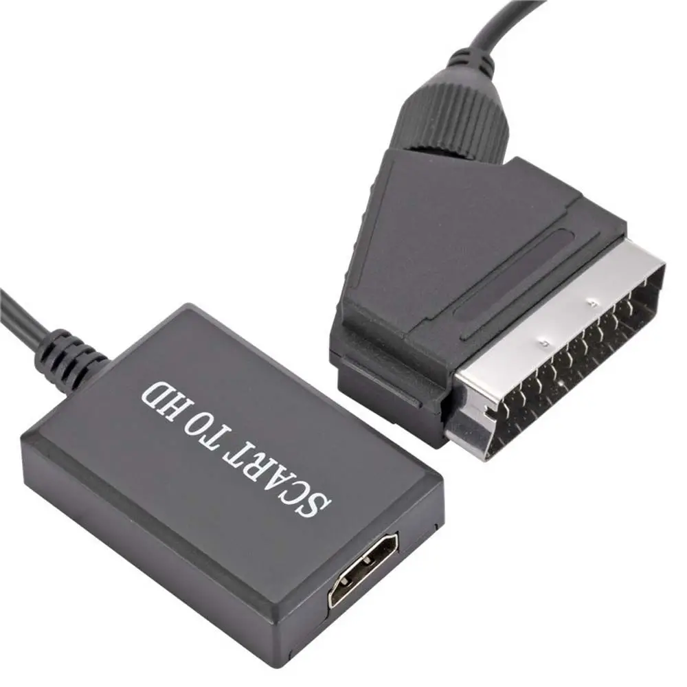 1080P SCART Uz HDMI saderīgas Video Audio Upscale Pārveidotāja Adapteris TV DVD Monitors Lodziņā STB Plug and Play DC Kabelis