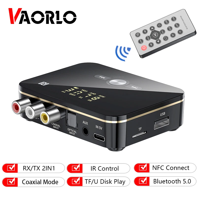 NFC 2 In 1 Uztvērējs, Raidītājs Bezvadu Audio Adapteris TF USB Atskaņot Stereo Ieejas Austiņu TV PC Ar Koaksiālajiem AUX 3,5 MM Ligzda