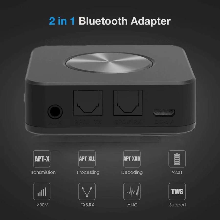 Bluetooth 5.0 Mūzikas Audio Adapteris, 2 In 1-Bezvadu Raidītājs Uztvērējs Digital Optical Toslink/SPDIF Ar CSR8675 APTX-HD LL