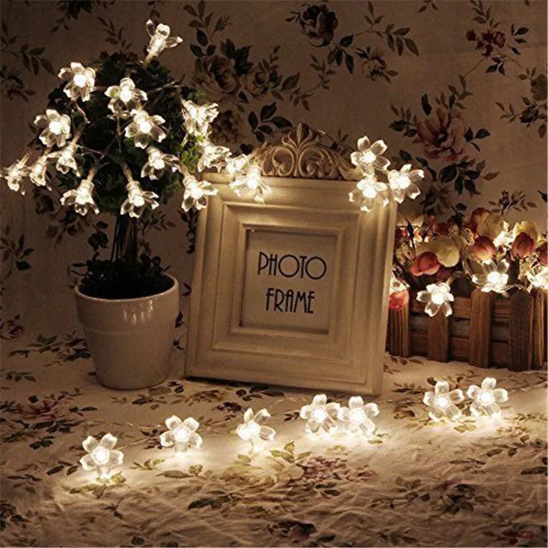 Jauns Multi 10M 100 LED Ķiršu Ziedi Persiku Ziedu String Pasaku Ziemassvētku Gaismas, Bateriju Darbināmas 2/3/4m Sakura zvaigžņu Vainags