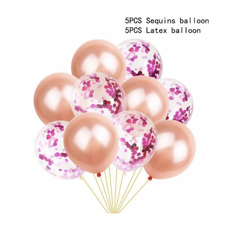 10pc Rose Gold Baloniem, Konfeti Baloons Dzimšanas dienas Rotājumi Puses gaisa Balonu, piepūšamās Bumbas, Gaisa Lateksa Ballon Hēlija Gadījumā Puse