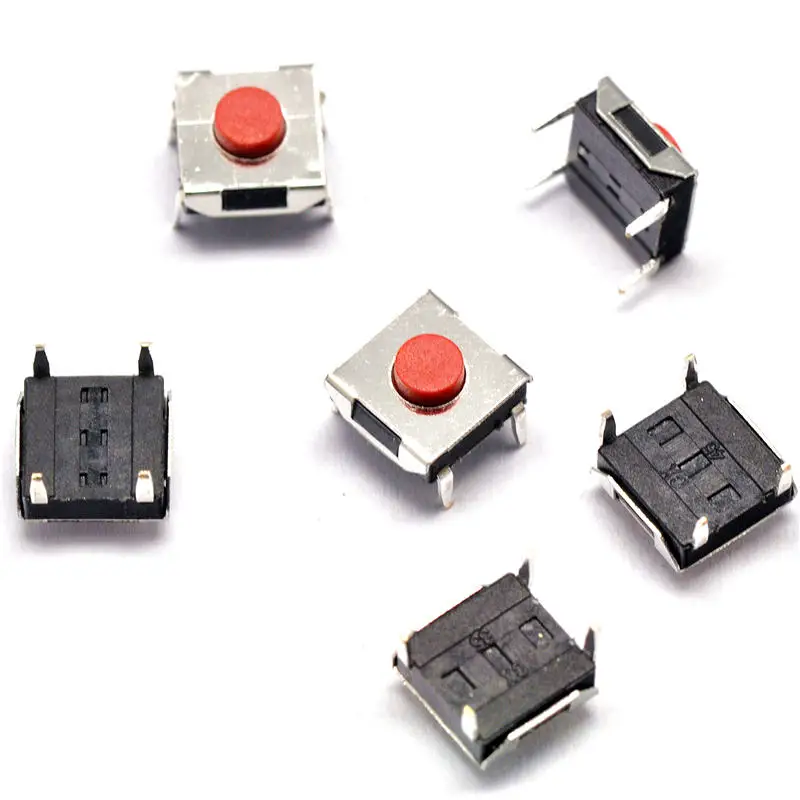 1000PCS/DAUDZ 6*6*3.1 MM Tact Switch 4 pēdu vertikālā sarkans ūdensizturīgs, vara galvu 6x6x3.1