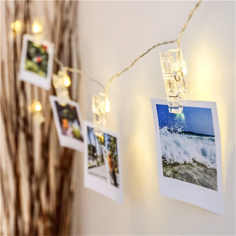 Atmiņas kartes Foto Klipu LED String Pasaku Gaismas Bateriju Darbināmas Ziemassvētku Rotājumi Vītnes, Kāzu Jaunajā Gadā Grupa Brīvdienu Lampas