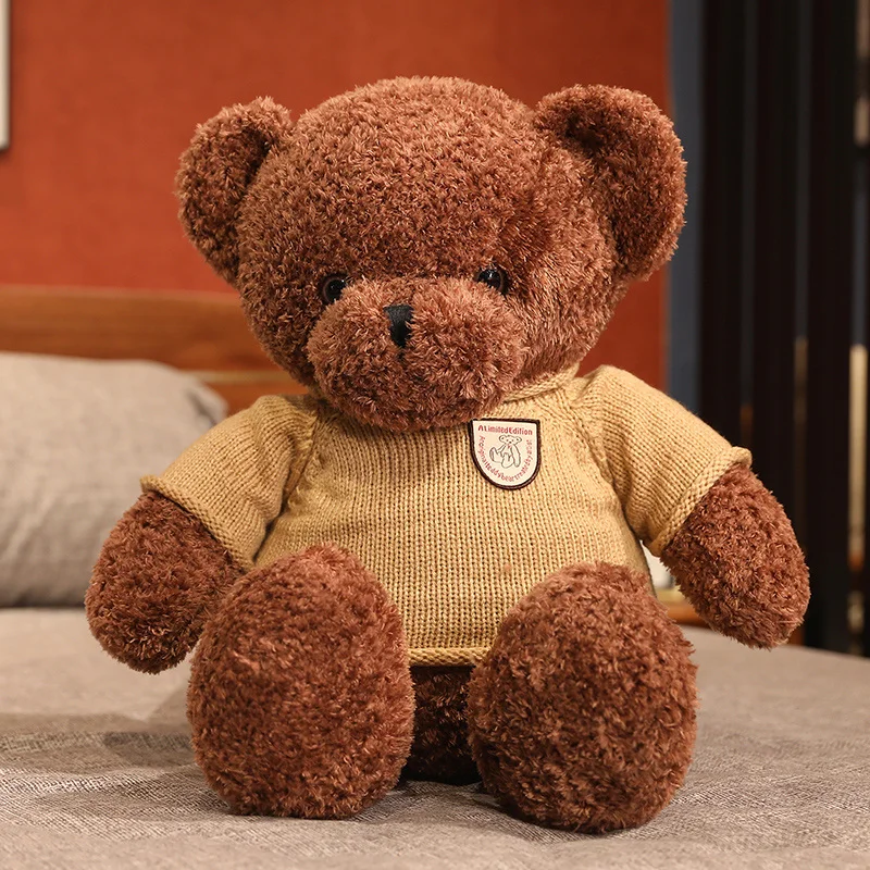 Gudrs Plīša Rotaļlieta Teddy Bear 35cm-90cm Lācis Valkā Džemperis ar Pildījumu Dzīvnieku Lācis Mīksta Lelle Dzimšanas dienas Dāvanu Zēns, Bērnu Rotaļlietas