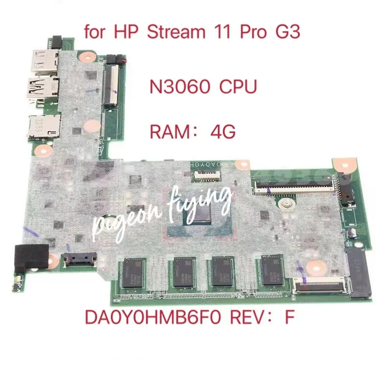 HP Plūsma 11 Pro G3 Klēpjdators Mātesplatē N3060 CPU 4G RAM 907727-601 907727-001 DA0Y0HMB6F1 REV:F