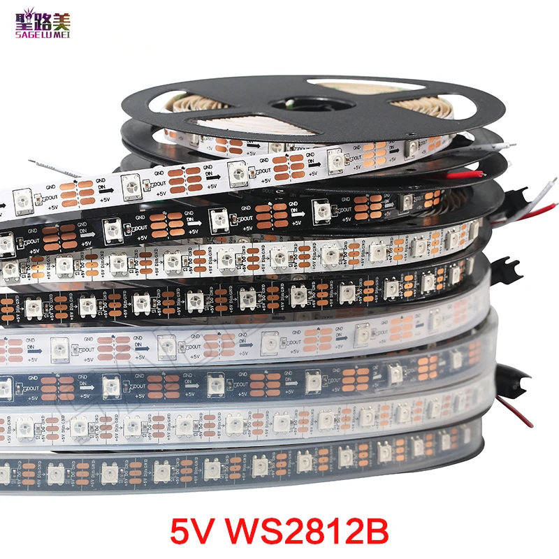 1m/5m DC5V individuāli adresējama ws2812b led strip gaismas 30/60/144 pikseļi, smart RGB led gaismas lentas, lentes IP67 IP65 IP30