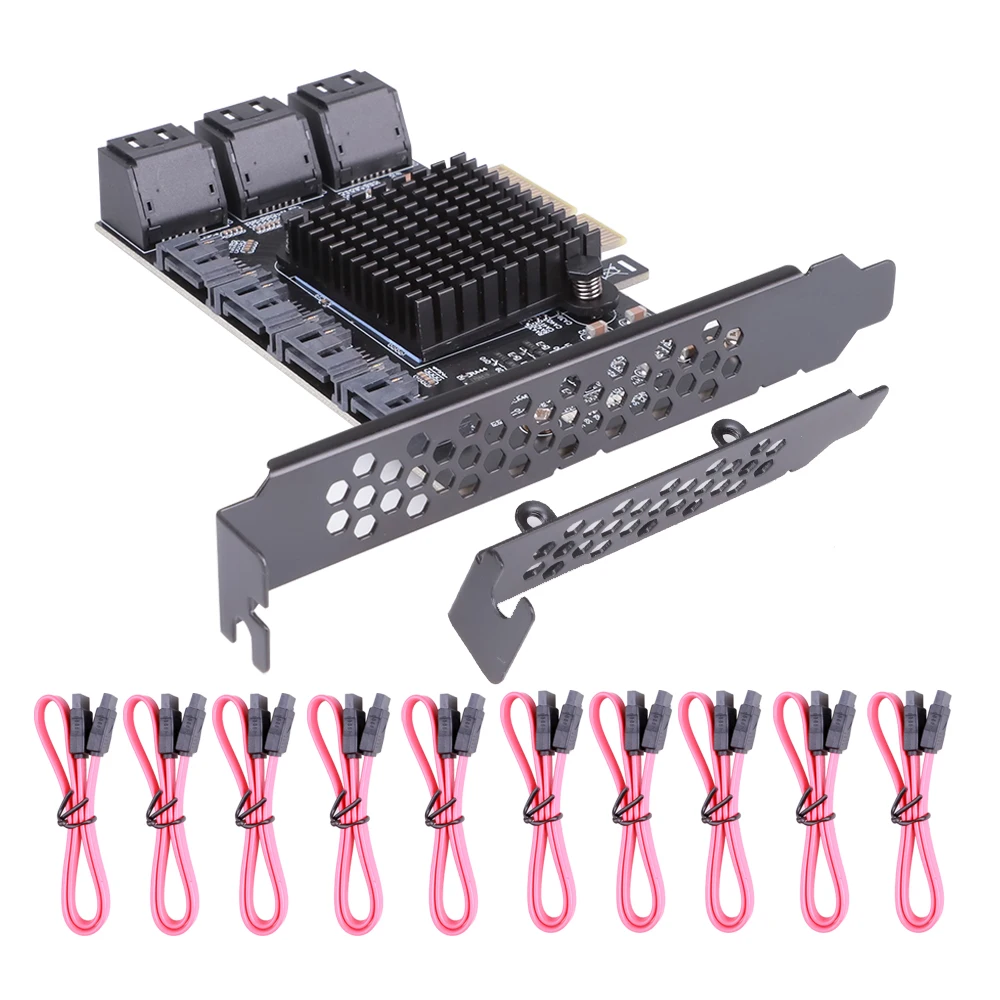 Jaunu PCIE X4 SATA 10P paplašināšanas karti PCI E X4 SATA 3 6Gbps