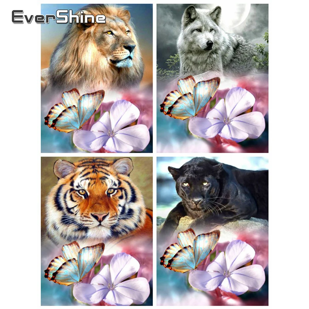 EverShine Dimanta Glezniecības Lauvas Cross Stitch Dimanta Izšuvumi Dzīvnieku Attēlu Rhinestones Mozaīkas Mākslas Komplekti, Roku Darbs, Hobijs, Dāvanu