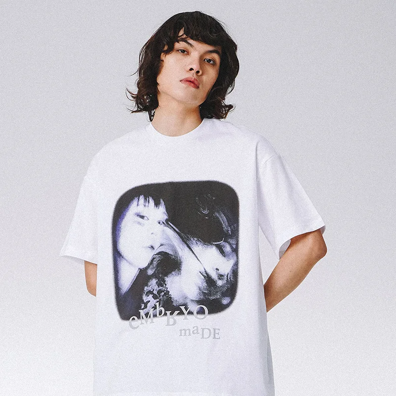 Streetwear T-Krekls Vīriešiem Hip Hop Ilūziju Meitene Vēstuli Druka T Kreklu 2021 Harajuku Kokvilnas Gadījuma Vasaras Īsām Piedurknēm T Black
