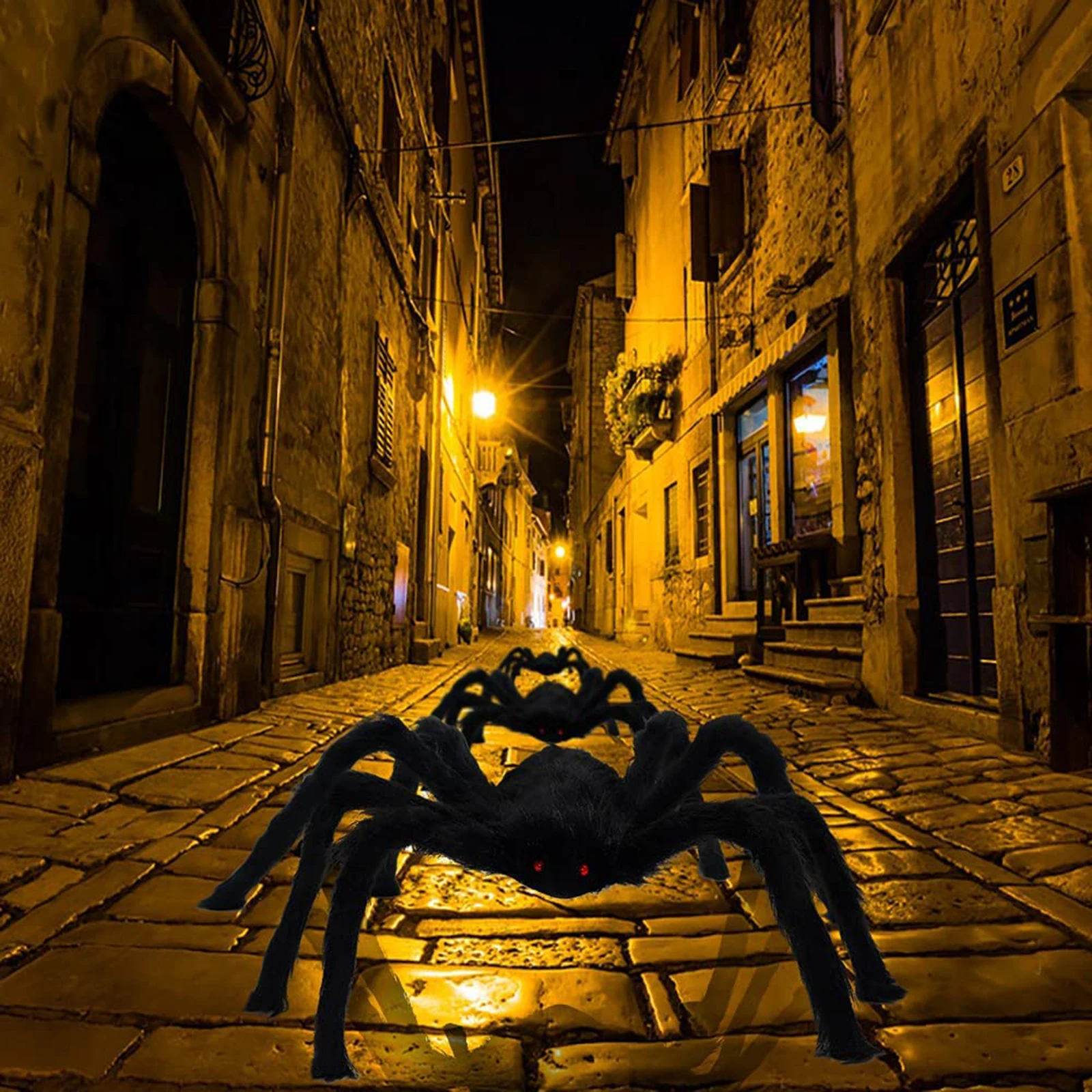 Halloween Spider Melns Matains Milzu Biedējošu Mājas Palaidnība Pūkains Plīša DIY Rotaļlieta Lieliem Haunted Rāpojošs Aksesuāri Puse Brīvdienu Logu Dekori