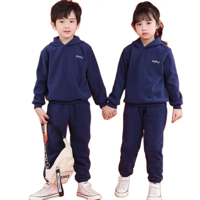 Zēni Meitenes Piemērots Pavasara, Rudens Tracksuit Bērnu Apģērbs Ir 2021. Jaunu Tendenci Plīša pelēkā vārna Set 3-12y Pusaudzis Bērniem Sporta Drēbes