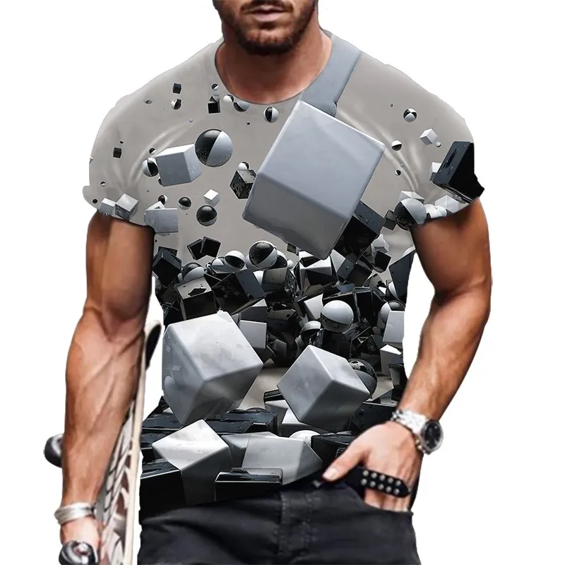 T Krekls Vīriešiem Modes 3D Sakrata, Druka, T-Krekli Vasaras Jaunās O-veida Kakla Gadījuma Īsām Piedurknēm Vīriešu Lielgabarīta T-Krekls, t-veida Topi