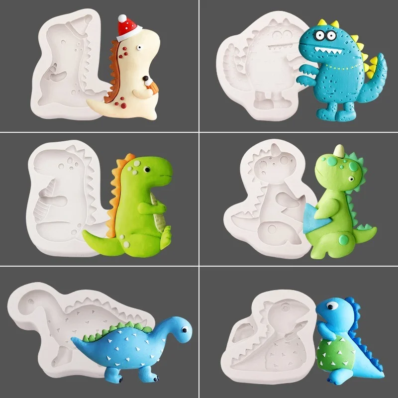 Radošā animācijas filmu Dinozauru Formas Silikona Veidnē DIY Bērnu uztura Bagātinātāju Šokolādes Cepšanas Veidnes Kūka Dekorēšanas Instrumentiem