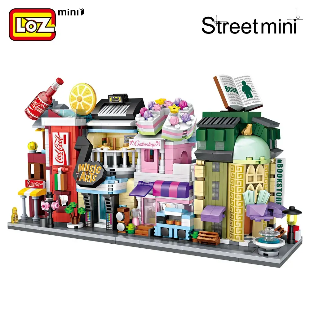 LOZ Mini Ķieģeļu Arhitektūras Mini Iela Modelis Kūka veikals Veikals Ēku Kompleksa Rotaļlietu, Pilsētas Laukumā Bloku Komplekts Bērniem Dāvanu Grāmatnīca