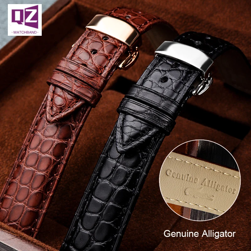 Patiesu Aligators Pulksteņu Siksniņas 18mm 19mm 20mm 21mm 22mm 24mm watchband mens watch band krokodila ādas aproce jostas