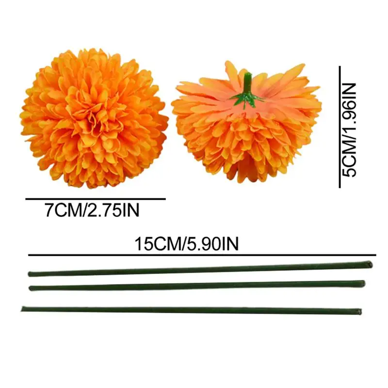 50 Gab. Mākslīgā Kliņģerīšu Ziedi Zīda Auduma Marigolds Apelsīnu Neļķu Ziedu Rotājumi Festivāls Fons Puses