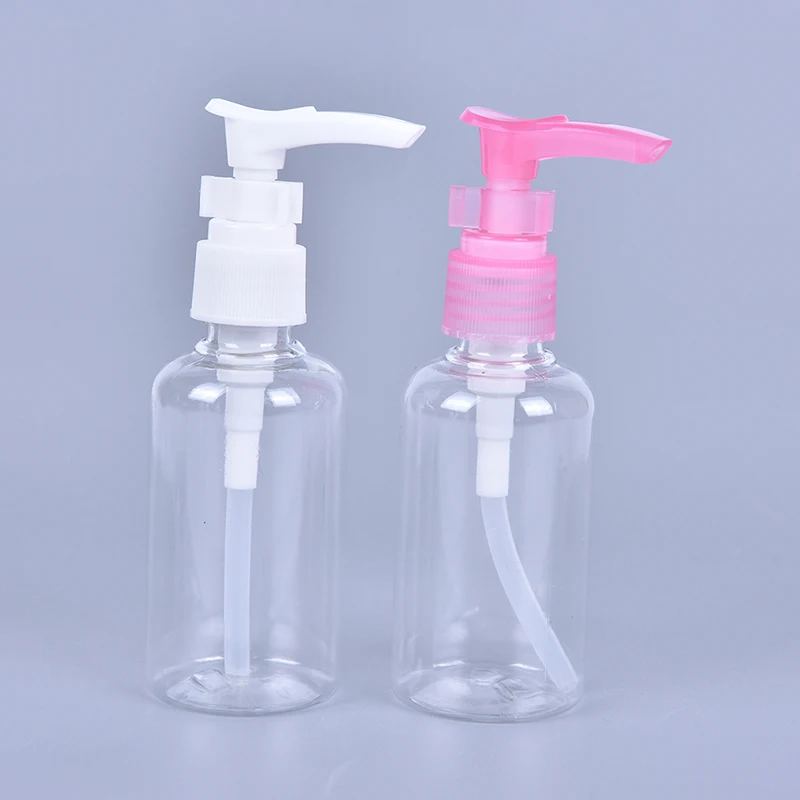5GAB 75ml Plastmasas PET Balta/rozā Nospiediet Sūkni Spray Losjons Pudeles Kosmētikas Paraugu Konteineri Ceļojumu Šķidra Krējuma Aizpildīt Pudelītes