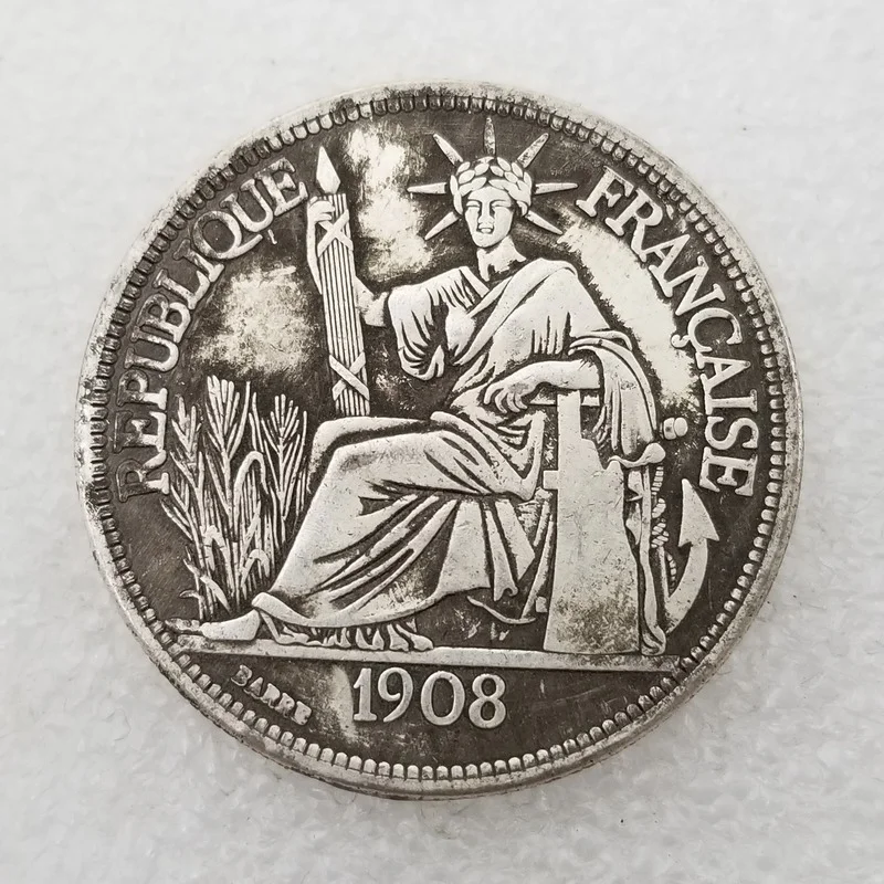 1908 Amerikāņu antīko rokdarbu sudraba pārklājumu misiņa izgatavots veco sudraba dolārs