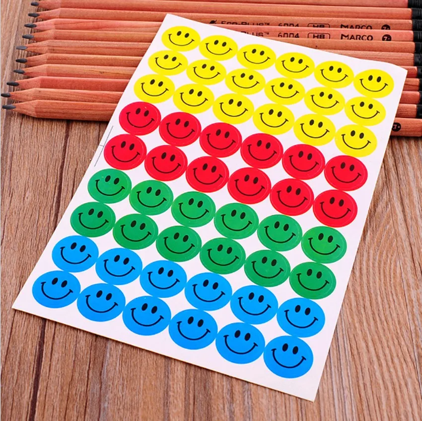 10Sheets Smiley Sejas Skolas Skolotāja Alga Nopelniem Uzlīmes Bērniem Mazulis 1.5 cm Krāsas Uzlīme Karikatūra Emocijzīmi