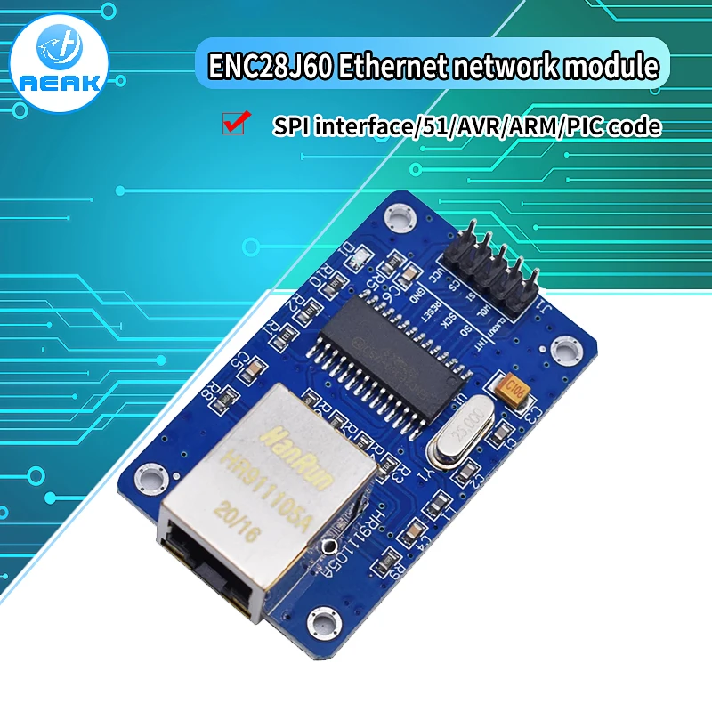 ENC28J60 LAN Ethernet Tīkla Valdes Modulis 25MHZ Kristāla AVR 51 LPC STM32 3.3 V arduino