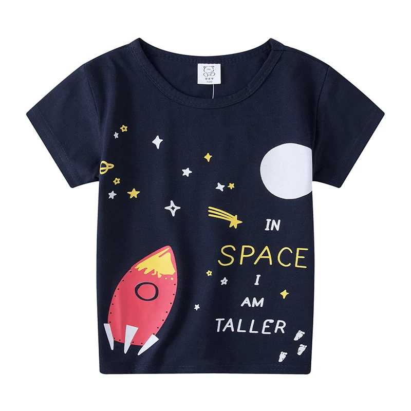 Bērniem Īsām Piedurknēm T-Krekls Pavasarī, Vasarā Kokvilnas Bērniem Tee Karikatūra Rocket Baby Zēni Meitenes Regulāri TShirt 1 - 6Years Drēbes