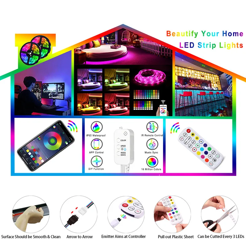 LED Apgaismojums RGB Bluetooth Kontrolieris LED Strip gaismas Balss un Mūzikas Sinhronizāciju LED Kontrolieris Veidot Mikrofona DC5V 12V 24V