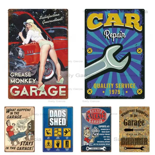 Garāžas Metāla zīmju Krāsains Plāksne, Metāla Vintage Tētis ir Garāža Retro Metāla Skārda Zīme Garāžas Auto Remonts Plakātu Metāla Sienas Art Dekori