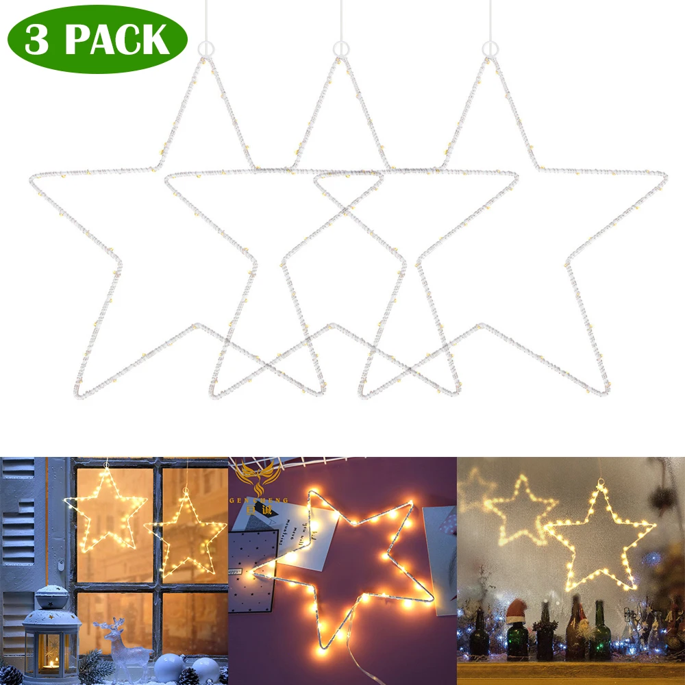 WAKYME 3pcs/daudz LED Mirgošana Zvaigzne Pasaku String Gaismas Ziemassvētku rotājumi Logu Displejs Ziemassvētki Brīvdienu Puse Kāzu Dekoratīvie