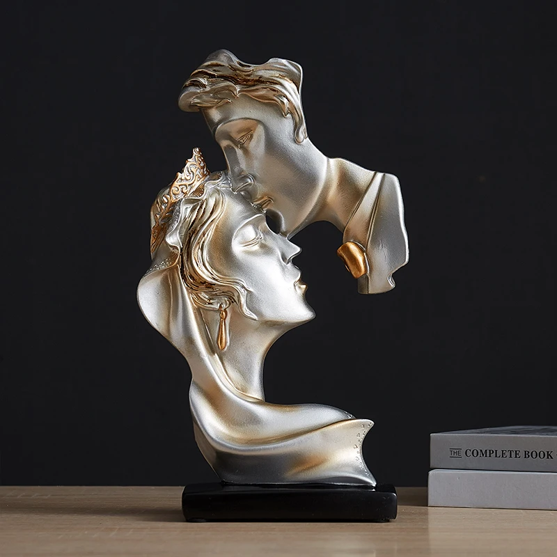 Sveķu Skūpsts Maska Statuja Abstraktus Ornamentus Mākslas Statuetes Maska Skulptūru Amatniecības Office Vintage Mājas Dekori Kāzu Dāvanas L11