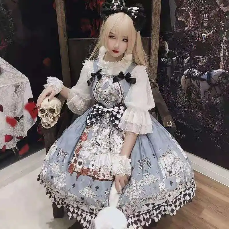 Sieviešu Lolita Princese Kleita Tiesa-Gotikas Stila Alice In Wonderland Kleitu Lolita Kostīmu Cute Anime Meitene Cosplay Meitenēm