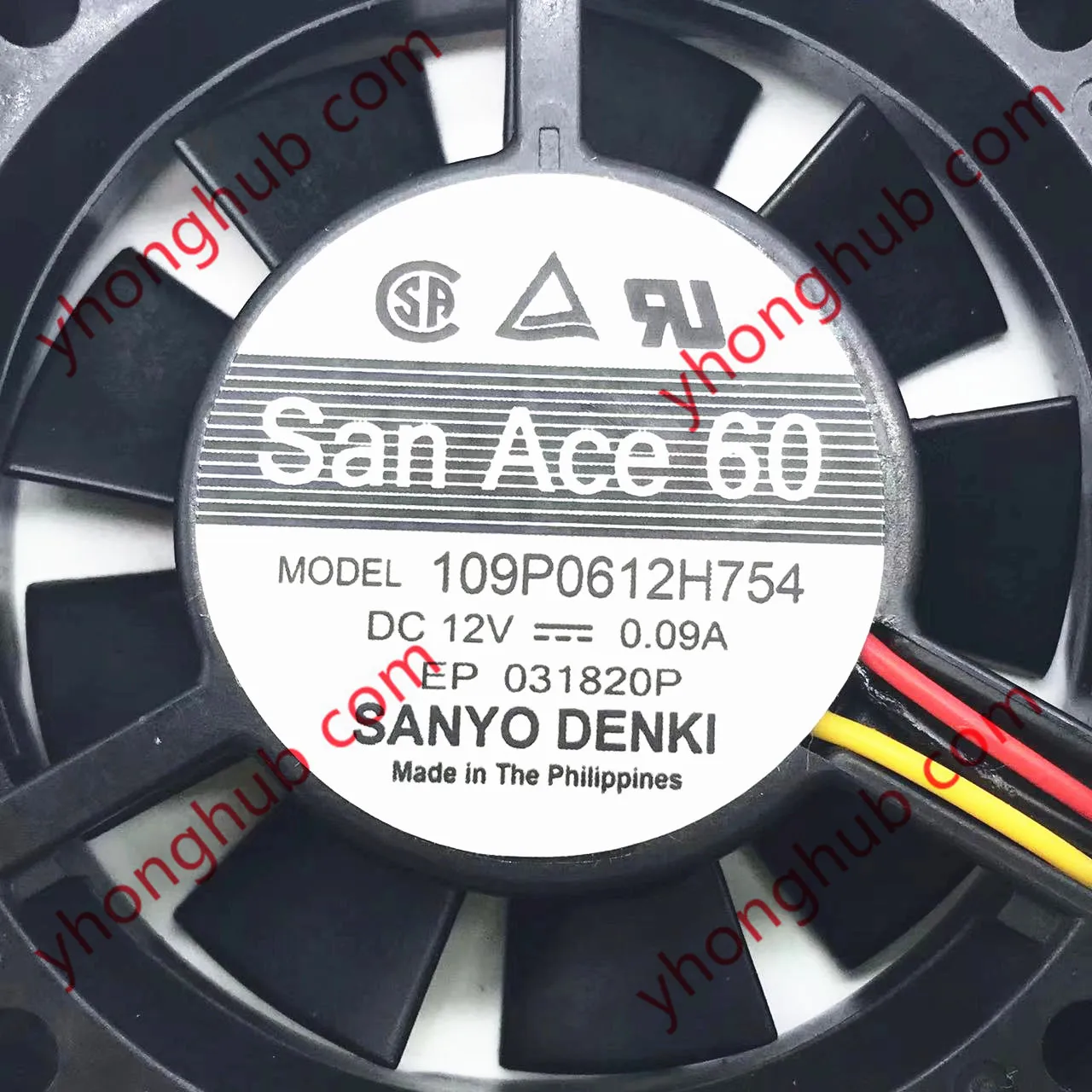 Sanyo Denki 109P0612H754 DC 12V 0.09 A 60x60x15mm 3-Wire Serveru Dzesēšanas Ventilators