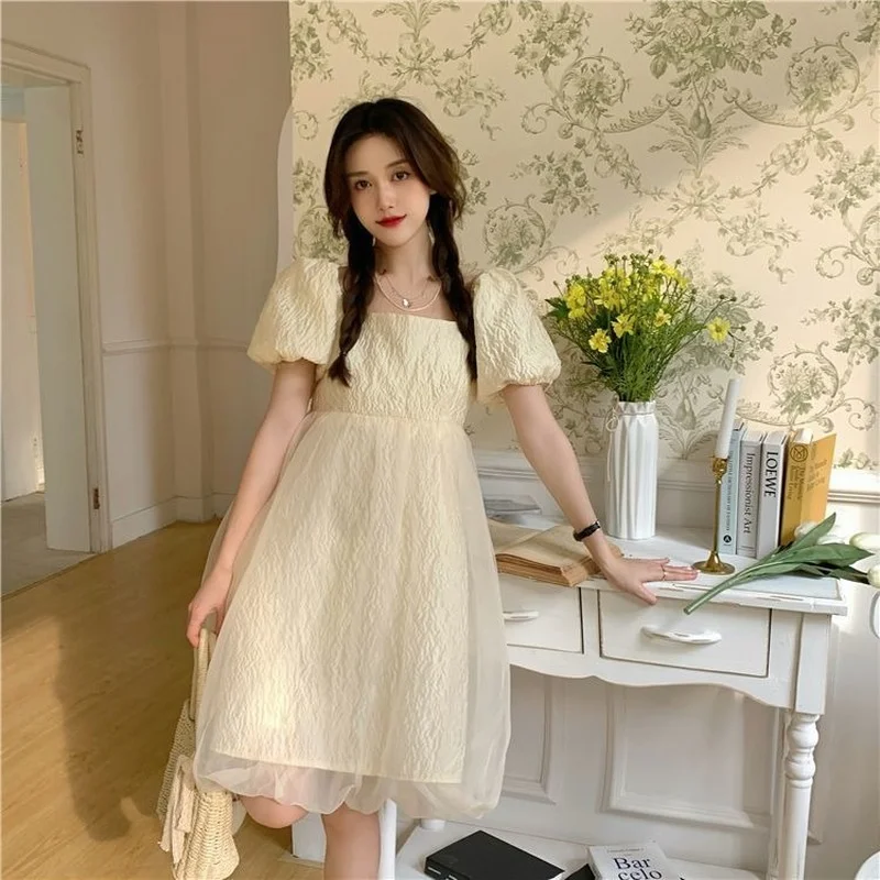 Franču Salds Princese Kleita Sievietēm Gadījuma Korejas Acs Puses Mini Kleita Sieviešu Vasaras Elegants Princese Kawaii Y2k Kleita Ir 2021. Šiks