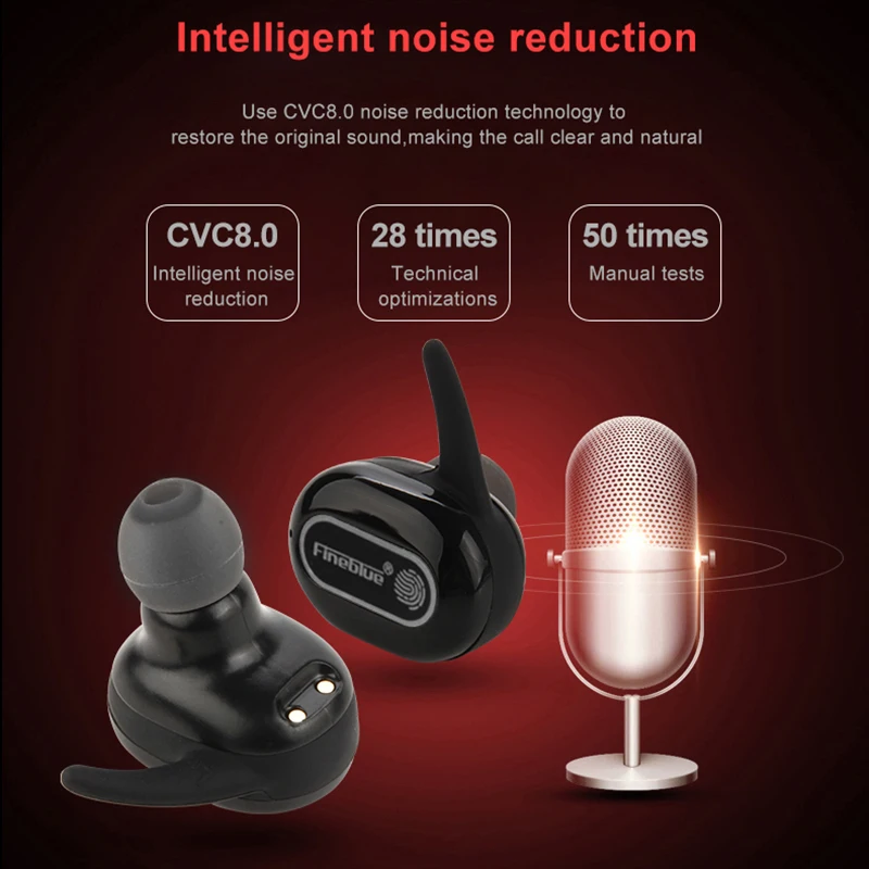 Fineblue R10 TWS Bluetooth Austiņas Bezvadu Touch Earbuds Austiņas Ar 380mah Uzlādes Kaste