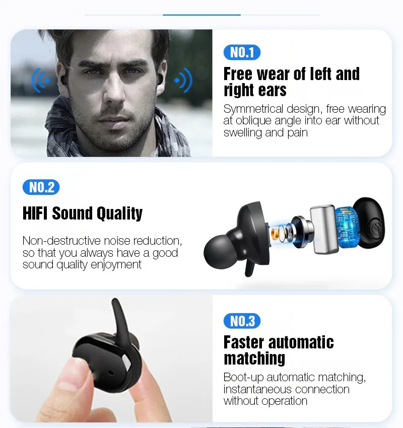 Y30 Bluetooth Saderīgas Austiņas Bezvadu Austiņas Touch Kontroli Sporta Earbuds Darbojas Uz Visiem Viedtālruņu Mūzikas TWS Austiņas