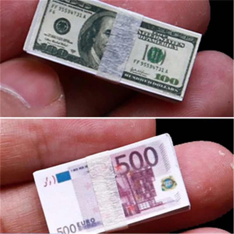 1:12 Mēroga Radošo Mini Dolāru Eiro Naudas Miniatūras Banknošu Bērniem, Rotaļlietas, Dāvanas Namiņš Miniatūri Aksesuāri