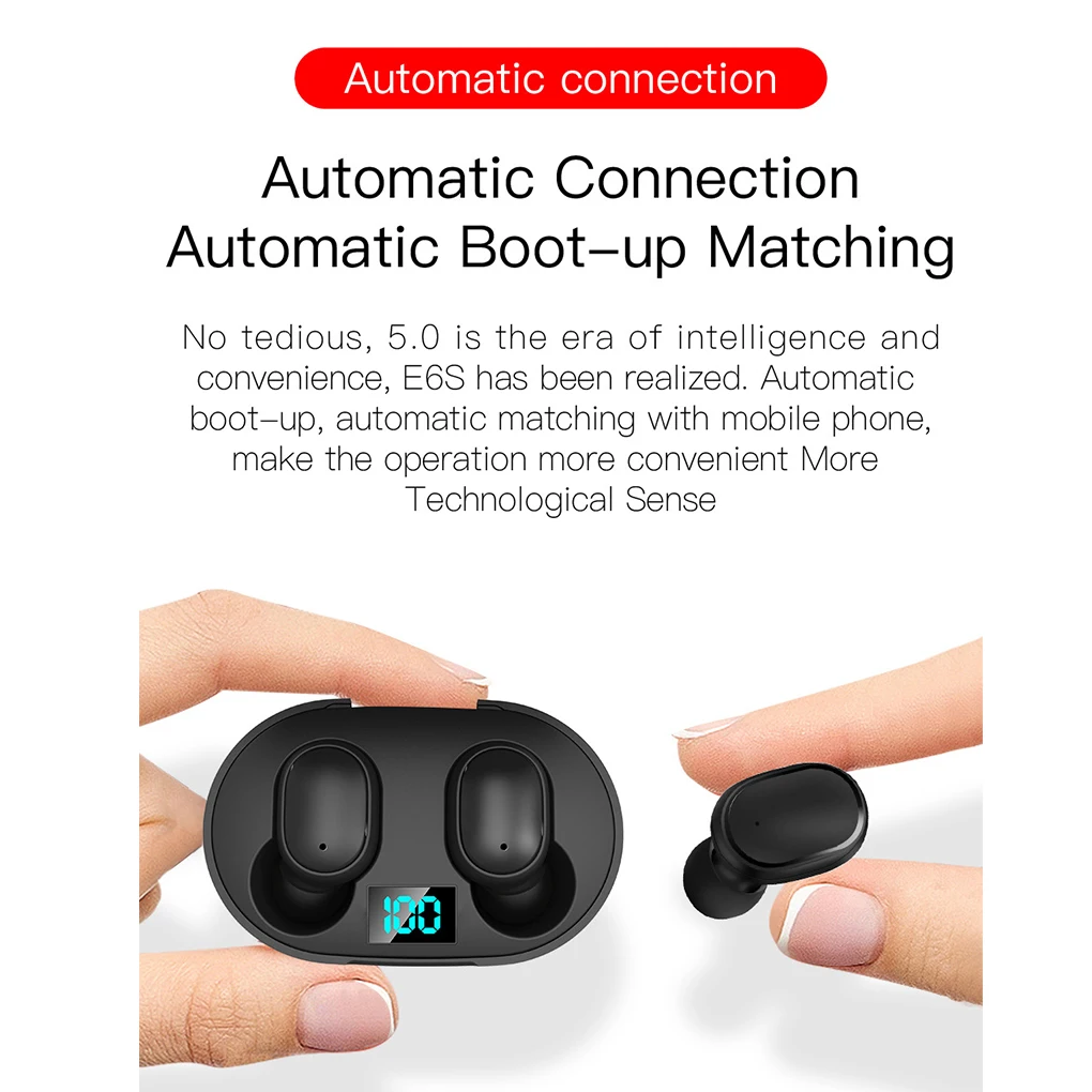 TWS Bluetooth Austiņas E6S Bezvadu Earbuds Par Xiaomi iedarbību ipx4 Ūdensizturīgs Digitālās Austiņas Ar Mikrofonu Pārnēsājamās Austiņas
